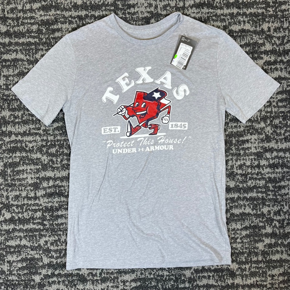 Under Armour T-Shirt Mens Medium‎ Gray Texas Mascot Protect This House NWT